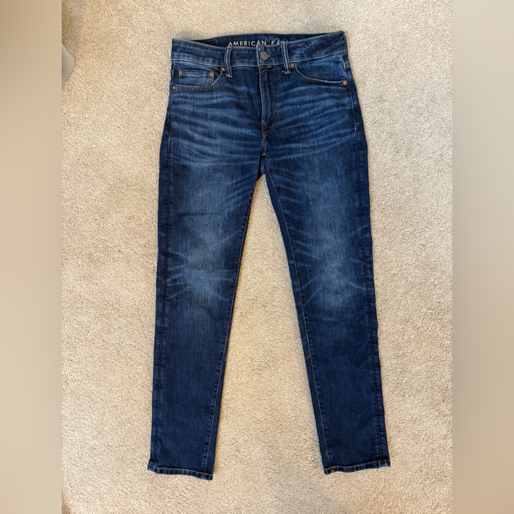 American Eagle Outfitters Men's Dark Blue Skinny Jeans
